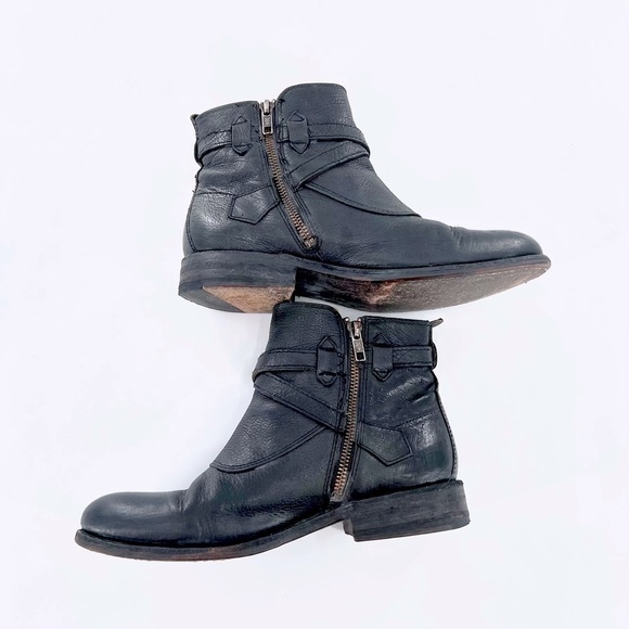 FRYE Jayden cross strap motorcycle boot black leather size 8 B - Picture 15 of 16